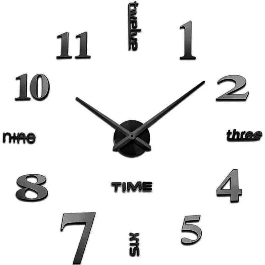 Elegant Large DIY Frameless 3D Mirror Surface Effect Oversized Wall Clock Time Hours Clock Home Decoration Living Room Decor Wall Sticker Decal Decor