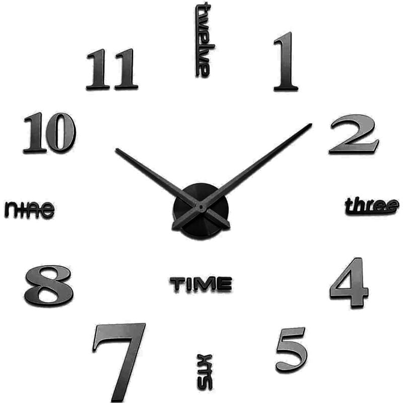 Elegant Large DIY Frameless 3D Mirror Surface Effect Oversized Wall Clock Time Hours Clock Home Decoration Living Room Decor Wall Sticker Decal Decor