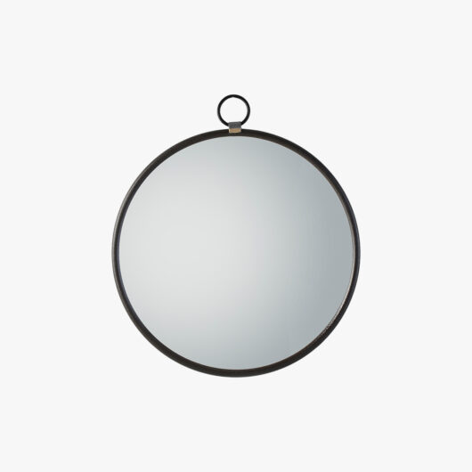 Greg Round Hanging Mirror in Black