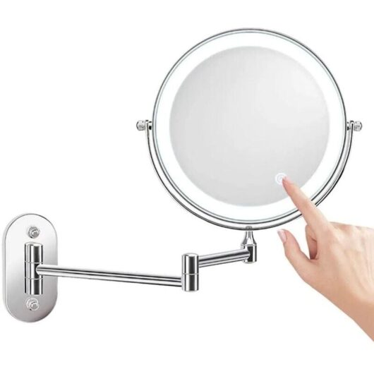 LaBlanc - 8 inch x10 Magnifying Wall Mounted Mirror LED Makeup Mirror with 0.5 Hour Auto Shut-Off Powered by 4 AAA Batteries (Not Included) Ideal for