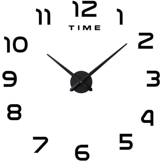 Large Silent Wall Clock diy Frameless 3D Mirror Wall Clock Home Office Decor (Black) - Shining House
