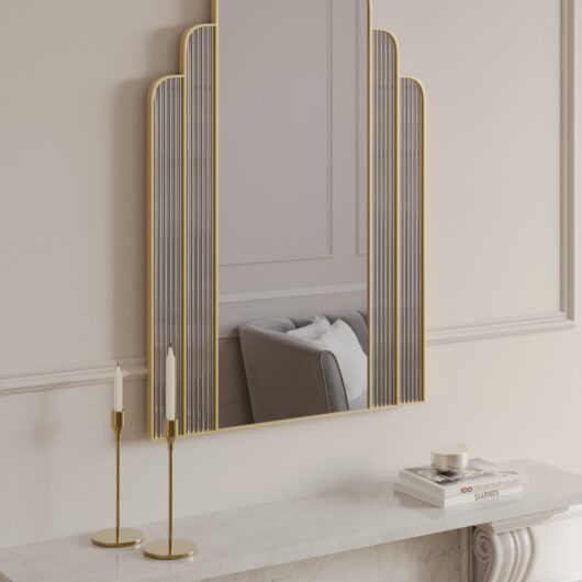M&S Monroe Large Rectangular Wall Mirror - Antique Brass, Antique Brass