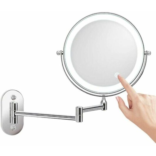 Mumu - Inch led Makeup Mirror Wall Mounted Lighted Magnifying Mirror 1X/10X Magnification 3 Colors Adjustable usb Charging