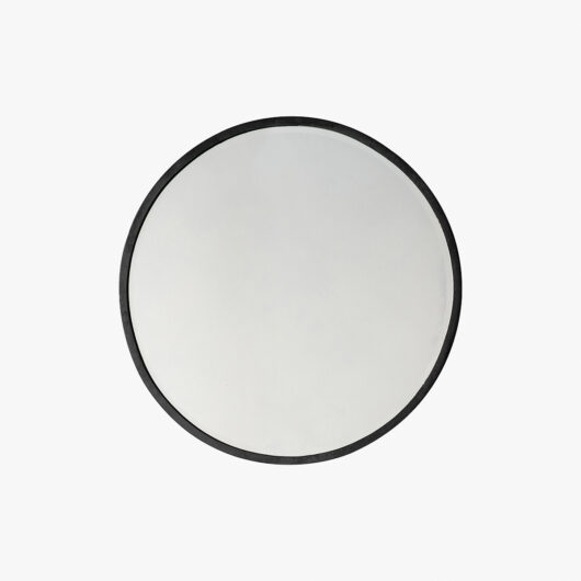Newport Round Mirror in Deep Black, Large