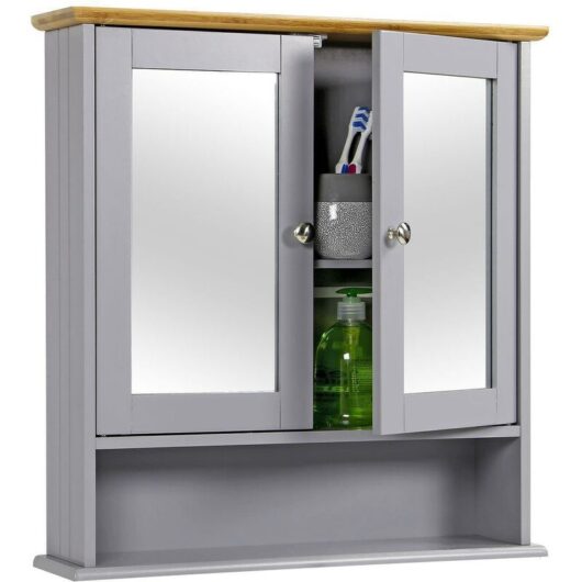 Wall mounted bathroom cabinets,Bathroom Mirror Cabinet Wall Mount Storage Organizer w/ Door, Grey