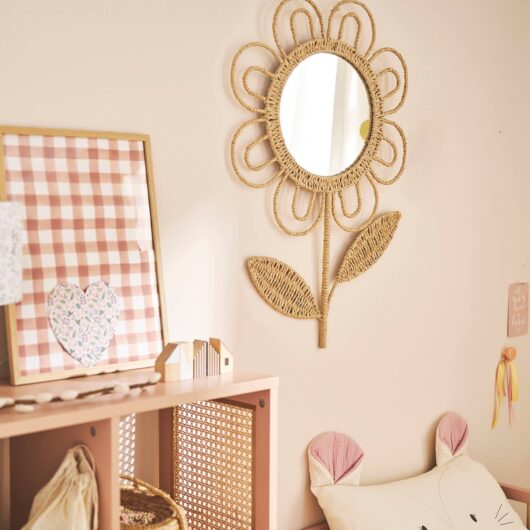 XL Flower Wall Mirror beige