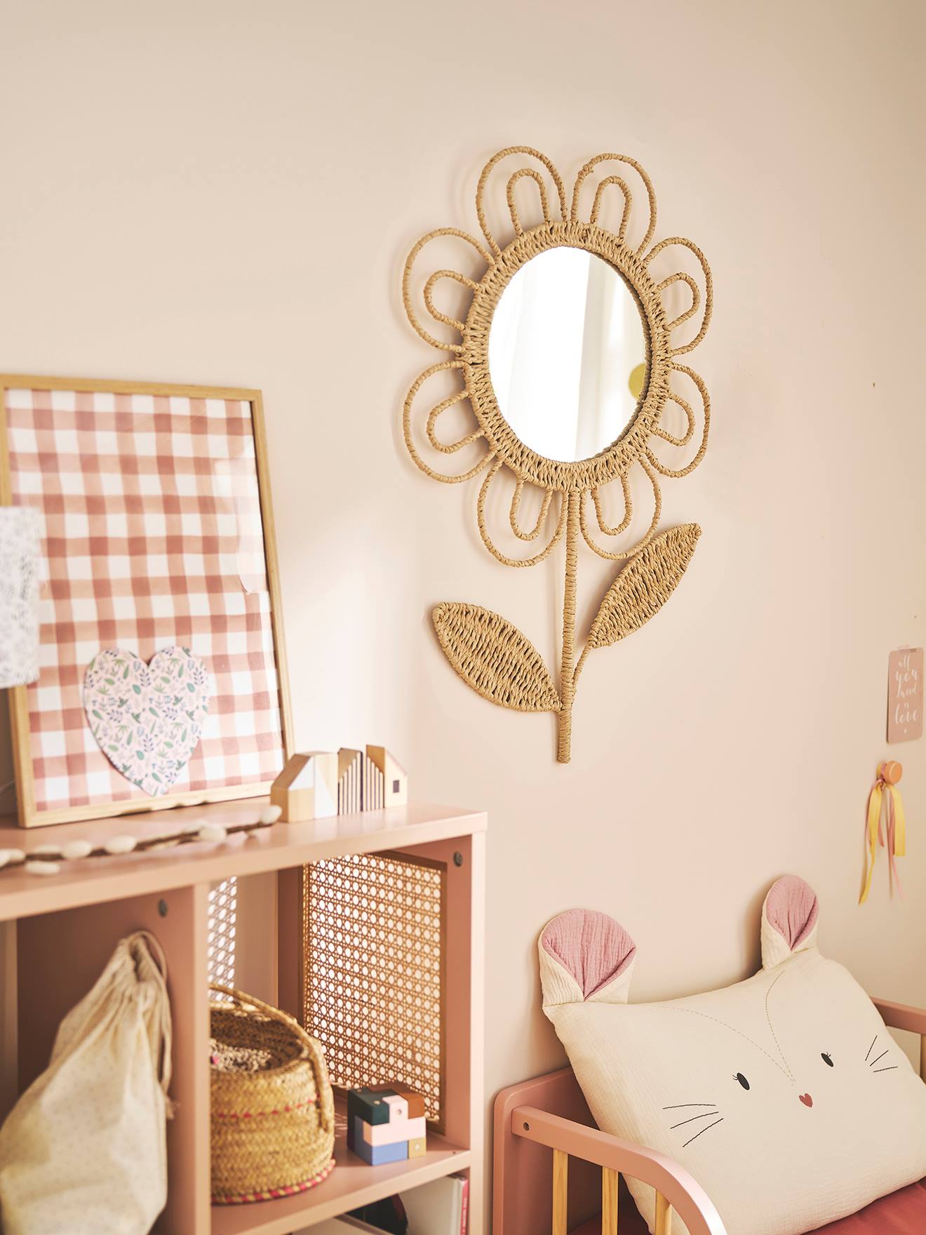 XL Flower Wall Mirror beige