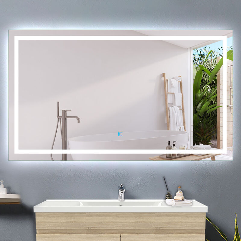150x80cm anti-fog bathroom mirror, horizontal or vertical led mirror, touch switch - Acezanble