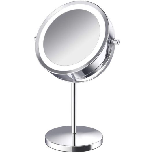 360° Rotating Lighted Magnifying Cosmetic Mirror, 10x Magnifying Cosmetic Mirror, Lighted Cosmetic Mirror, Double-Sided Rotating Standing Mirror with