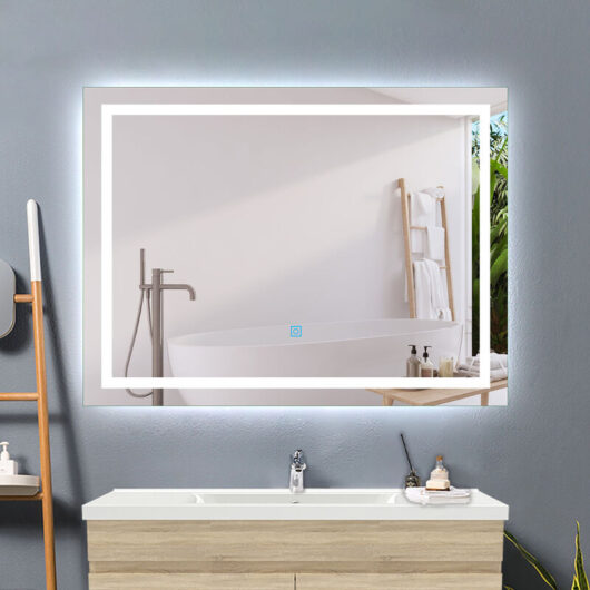 90x60cm anti-fog bathroom mirror, horizontal or vertical led mirror, touch switch - Acezanble