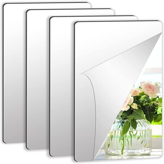 Mirror Sticker Set-Silver-10CM×15CM-4pcs-Door Mirror-Viscose Mirror Large Viscose Mirror