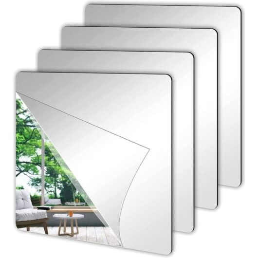 Mirror Sticker Set-Silver-20CM-4pcs-Viscose Mirror Door Mirror Large Viscose Mirror
