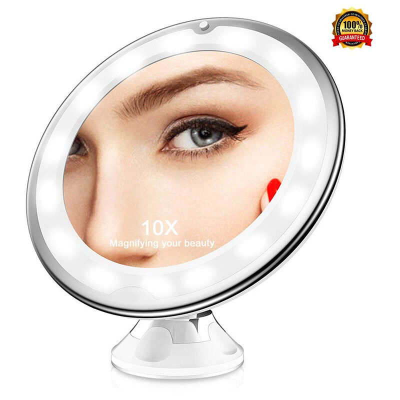 Ugreat - Promotion, 10X Magnifying Mirror, led Lighted Travel Magnifying Mirror with Suction Cup, Portable Wall Mounted Magnifying Mirror, 360°