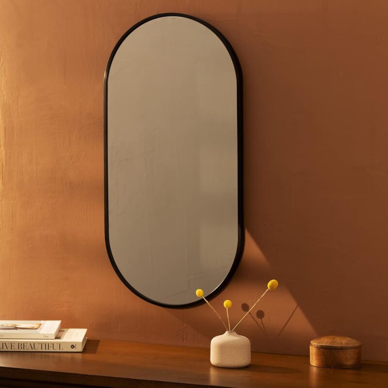 Wall mirror, Oval mirror 60 x 40 cm, Wall mirror entrance bedroom living room horizontal or vertical suspension