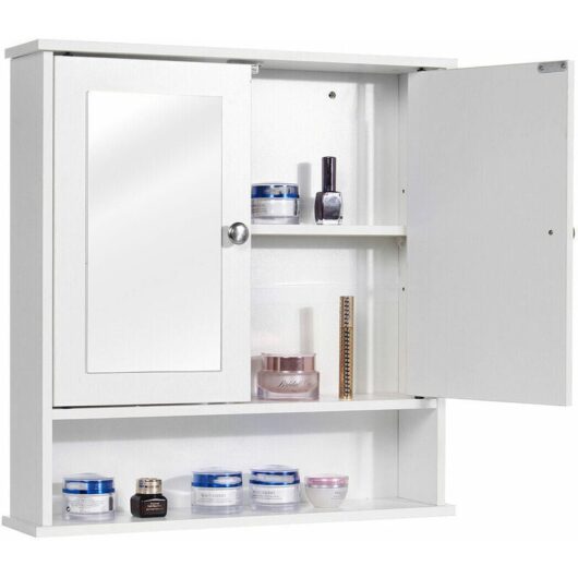 Wall mounted bathroom cabinets,Bathroom Wall Cabinet Storage MDF Cupboard with Mirror 3 Shelves Cupboard White