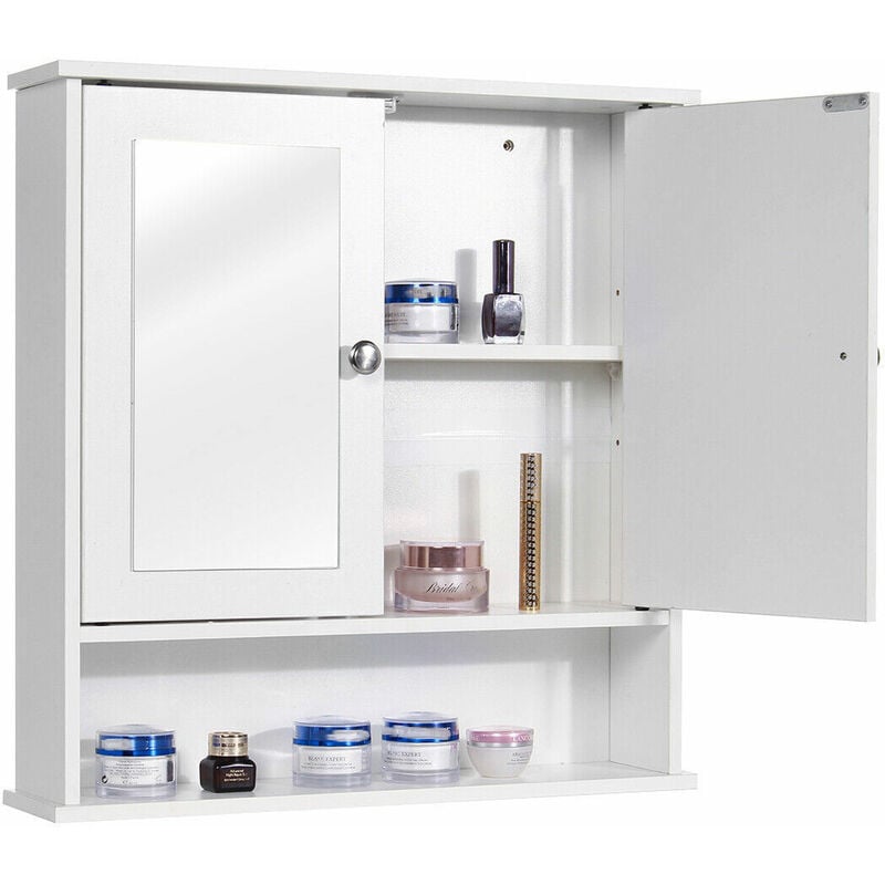 Wall mounted bathroom cabinets,Bathroom Wall Cabinet Storage MDF Cupboard with Mirror 3 Shelves Cupboard White