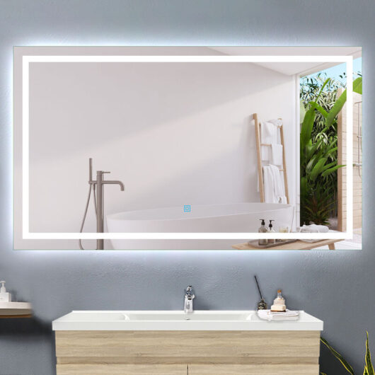 Acezanble 150x70cm anti-fog bathroom mirror, horizontal or vertical LED mirror, touch switch