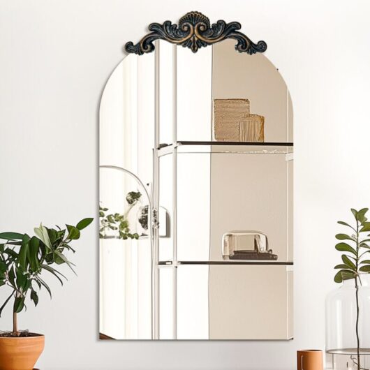 Large Traditional Arch Mirror Antique Bronze Baroque Inspired Bedroom Wall Decor - 60x90cm