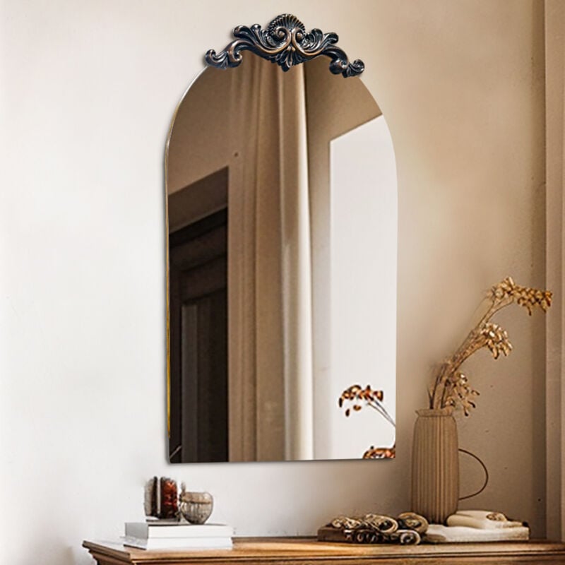 Luvodi - Large Traditional Arch Mirror Antique Bronze Baroque Inspired Bedroom Wall Decor - 60x120cm