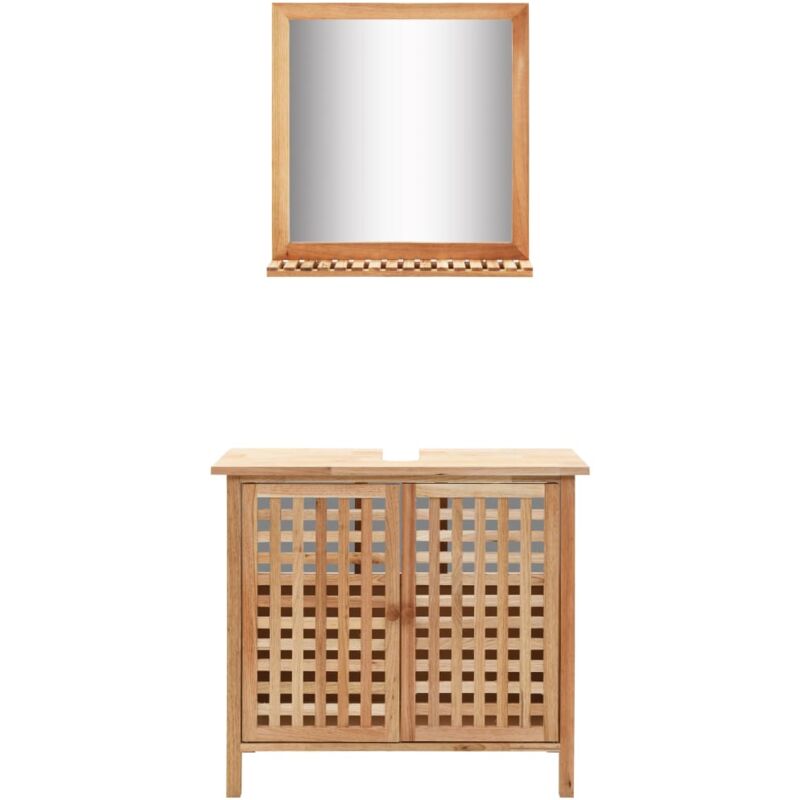 Storage Cabinet,Sink Cabinet with Mirror Solid Walnut Wood CFW43484